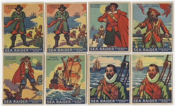 1933 R124 Goudey "Sea Raiders" Boston "Low Numbers" Complete Set (24) and Montreal/Canada "Low Numbers" Partial Set (18/24) Plus Wrapper